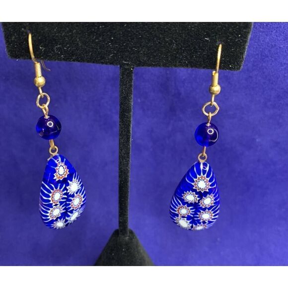 Stunning Blue Venetian Glass Necklace and Earrings Set, Vintage - Picture 6 of 8